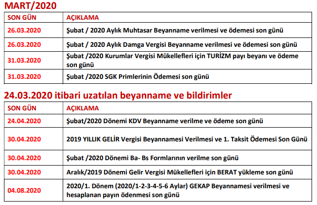 Haziran kdv beyannamesi son günü 2020